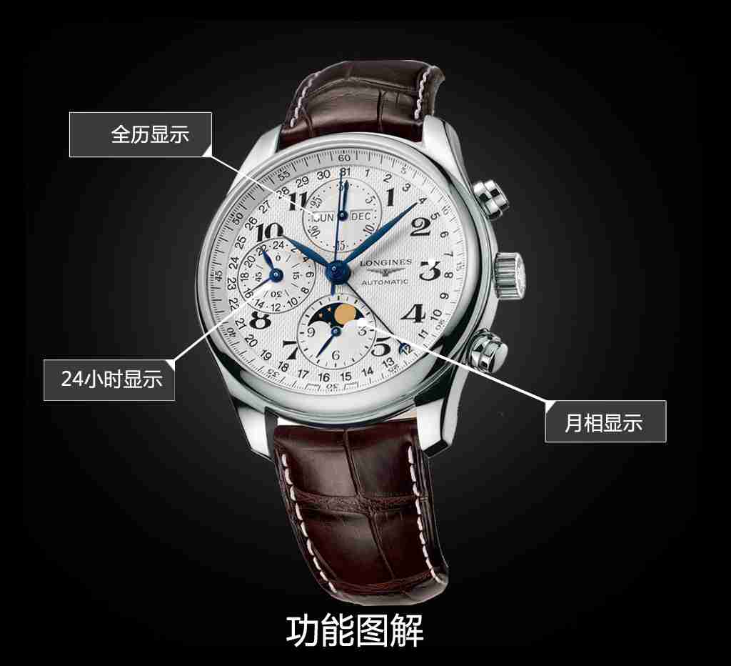 浪琴表名匠系列月相计时腕表，功能全且外形优雅，令人惊叹  第2张